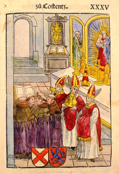 Eine Szene aus dem Konzil von Konstanz, aus 